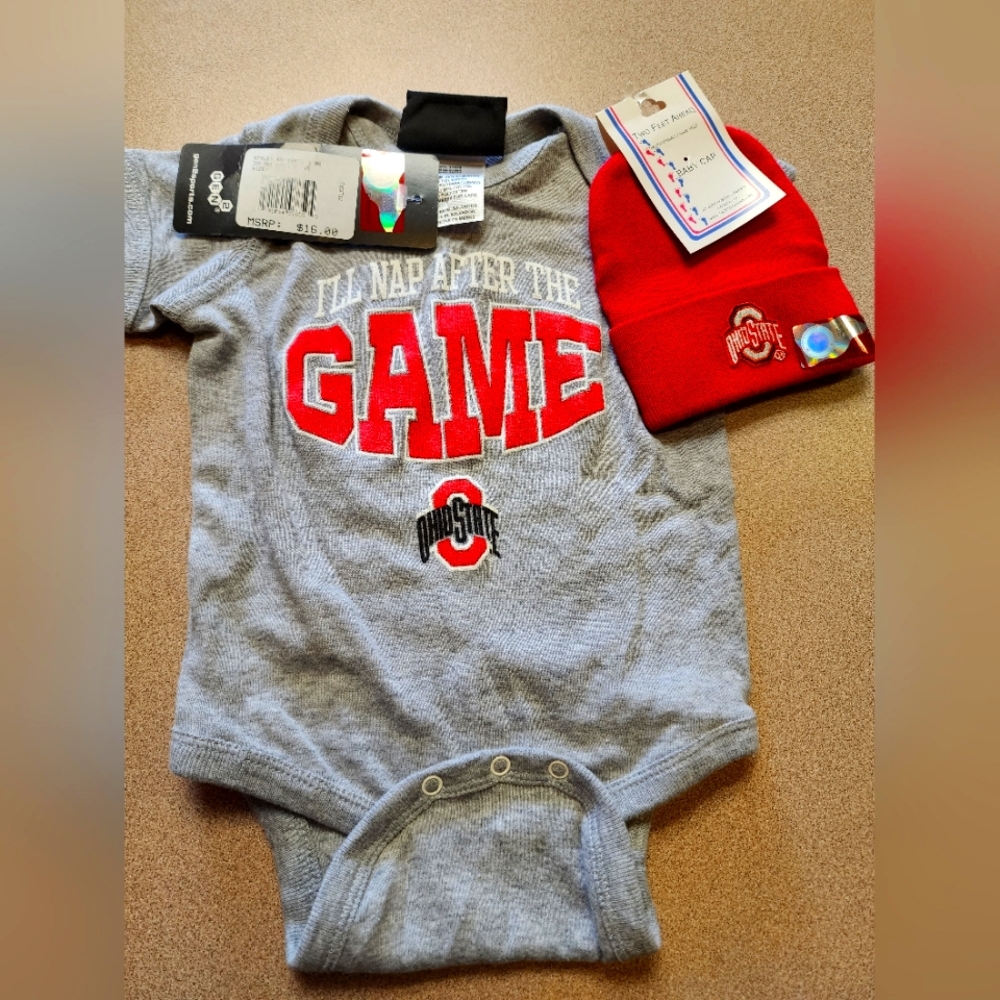 Ohio State Infant Onesy & winter stocking cap